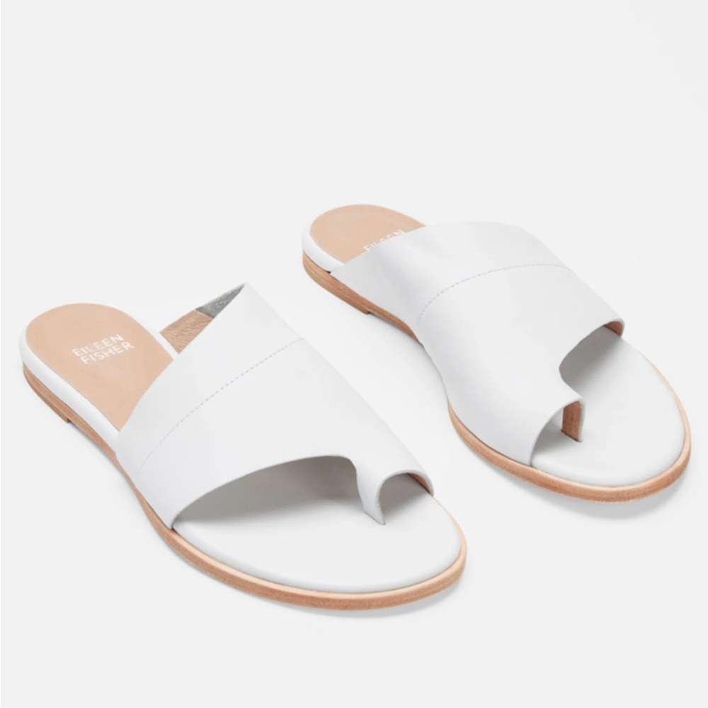 Eileen Fisher - Ty Washed Leather Slide - White - US 7.5